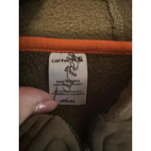 Carhartt Olive Green Toddler Hooded Zip-Up Jacket 4T Cotton/Polyester Blend - Picture 5 of 7